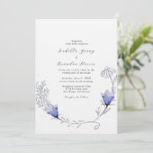 Mooie blauwe bloem bruiloft kaart (Staand voorkant)