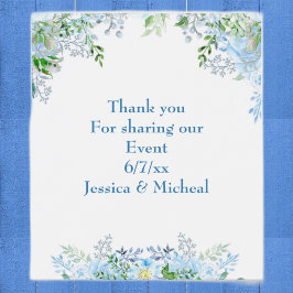 Mooie blauwe bloem dank je wel  wijn etiket