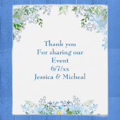 Mooie blauwe bloem dank je  wijn etiket