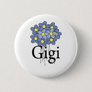 Mooie Blauwe Bloem Gigi T-shirt Ronde Button 5,7 Cm
