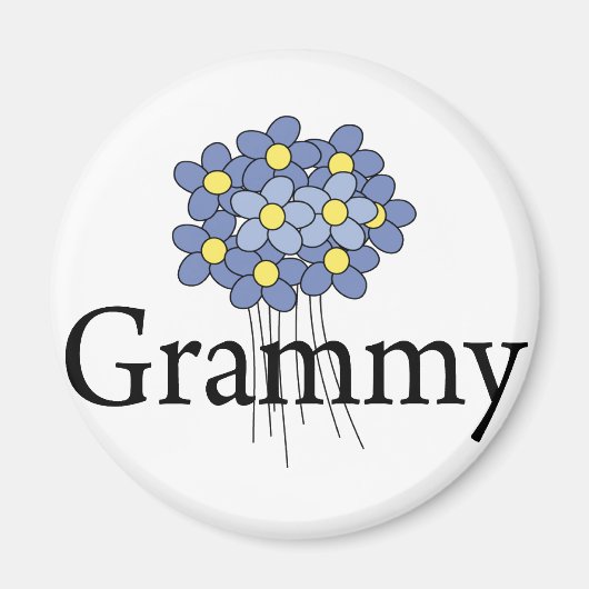 Mooie Blauwe Bloem Grammy T-shirt Magneet (Voorkant)