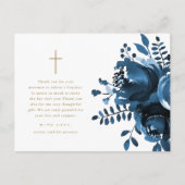 Mooie Blauwe Bloem Kruis Doop Dank Je Briefkaart (Voorkant)