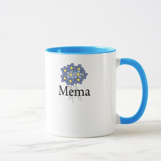 Mooie Blauwe Bloem MeMa T-shirt Mok (Rechts)