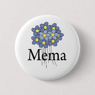 Mooie Blauwe Bloem MeMa T-shirt Ronde Button 5,7 Cm