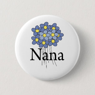 Mooie Blauwe Bloem Nana T-shirt Ronde Button 5,7 Cm