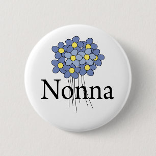 Mooie Blauwe Bloem Nonna T-shirt Ronde Button 5,7 Cm