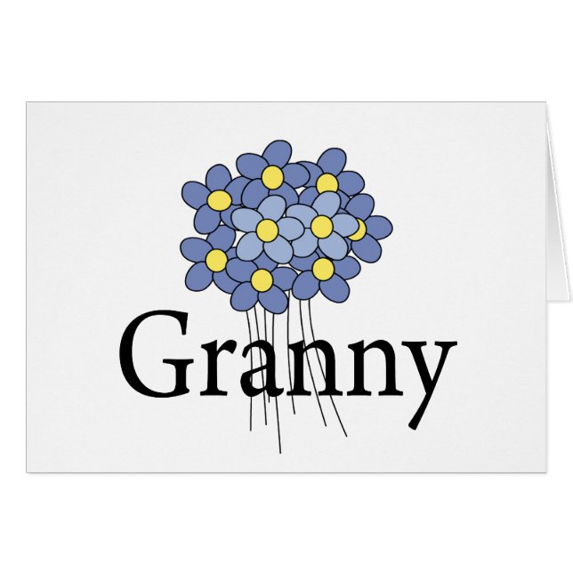 Mooie Blauwe Bloem Oma T-shirt (Voorkant Horizontaal)
