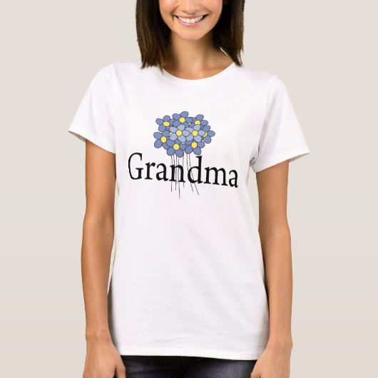 Mooie Blauwe Bloem Oma T-shirt (Voorkant)