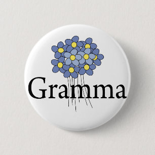 Mooie Blauwe Bloem Oma T-shirt Ronde Button 5,7 Cm