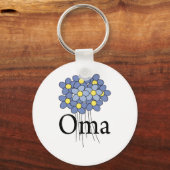 Mooie Blauwe Bloem Oma T-shirt Sleutelhanger (Voorkant)