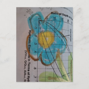 Mooie Blauwe Bloem op Oude Schoolboek Pagina Briefkaart