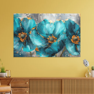Mooie Blauwe Bloem Schilderij – Floral Art Print