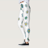 Mooie Blauwe Bloem Wit Leggings (Links)