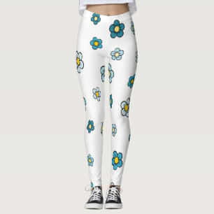 Mooie Blauwe Bloem Wit Leggings