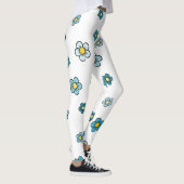 Mooie Blauwe Bloem Wit Leggings (Rechts)