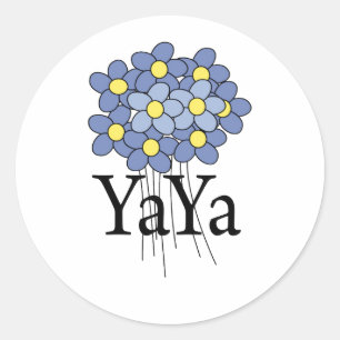 Mooie Blauwe Bloem YaYa T-shirt Ronde Sticker
