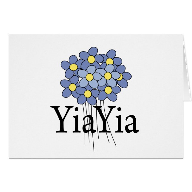 Mooie Blauwe Bloem YiaYia T-shirt (Voorkant Horizontaal)