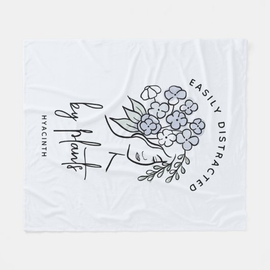 Mooie Blauwe Bloemen Afgeleide Tuinman Naam Fleece Deken (Voorkant (Horizontaal))