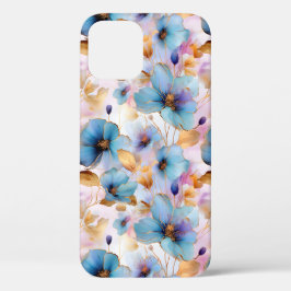 Mooie blauwe bloemen Alcohol inkt pastel Case-Mate iPhone Case