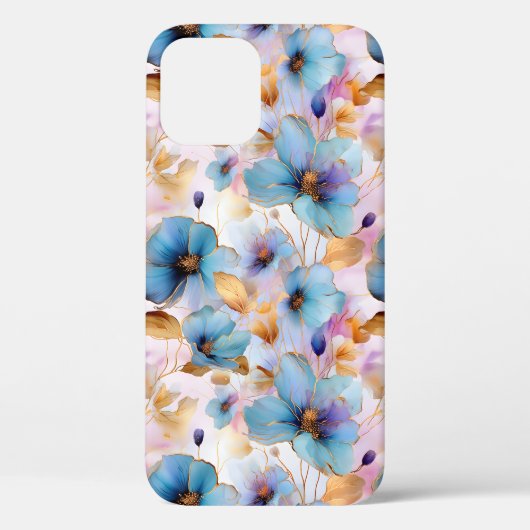 Mooie blauwe bloemen Alcohol inkt pastel Case-Mate iPhone Case (Achterkant)