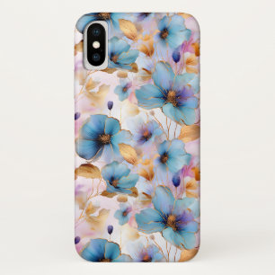 Mooie blauwe bloemen Alcohol inkt pastel Case-Mate iPhone Case