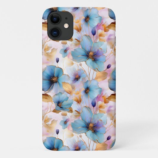 Mooie blauwe bloemen Alcohol inkt pastel Case-Mate iPhone Case (Achterkant)