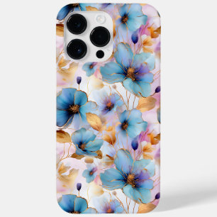Mooie blauwe bloemen Alcohol inkt pastel Case-Mate iPhone 14 Pro Max Hoesje