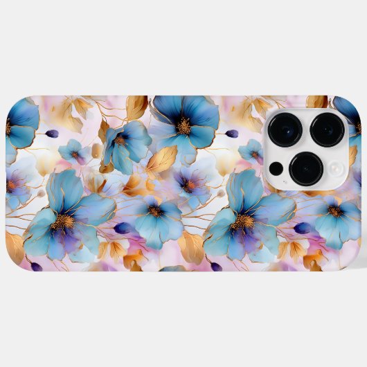 Mooie blauwe bloemen Alcohol inkt pastel Case-Mate iPhone Case (Achterkant (horizontaal))