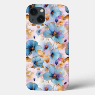 Mooie blauwe bloemen Alcohol inkt pastel Case-Mate iPhone Case