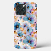 Mooie blauwe bloemen Alcohol inkt pastel Case-Mate iPhone Case (Achterkant)