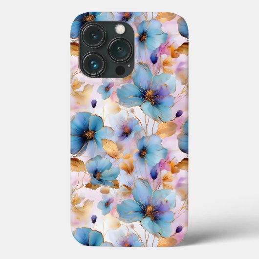 Mooie blauwe bloemen Alcohol inkt pastel Case-Mate iPhone Case (Achterkant)