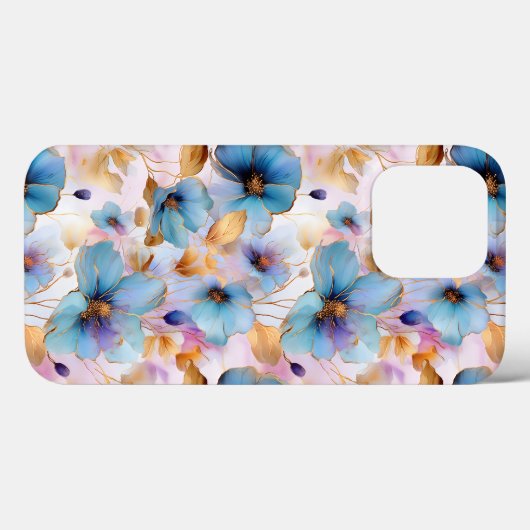 Mooie blauwe bloemen Alcohol inkt pastel Case-Mate iPhone Case (Achterkant (horizontaal))