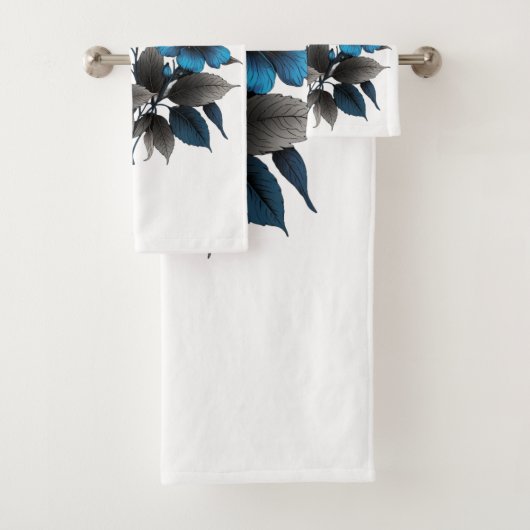 mooie blauwe bloemen bad handdoek (Insitu)