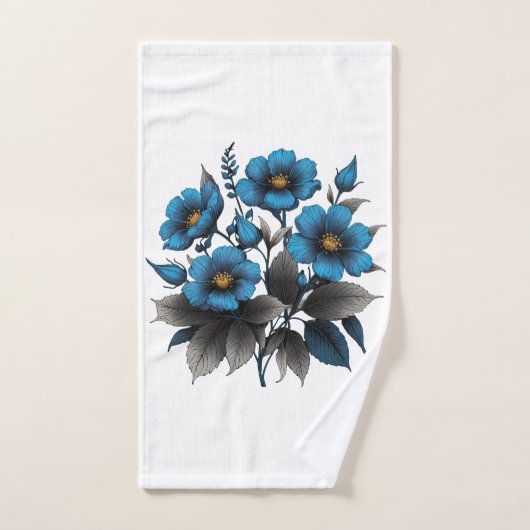 mooie blauwe bloemen bad handdoek (Handdoek)