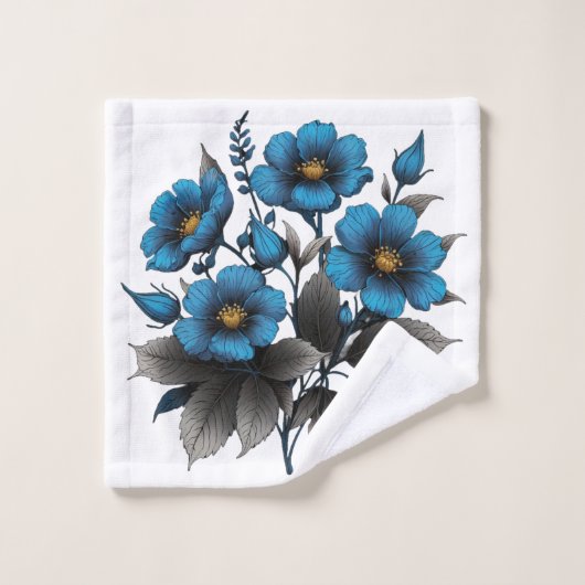mooie blauwe bloemen bad handdoek (Wasdoekje)