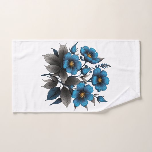 mooie blauwe bloemen bad handdoek (Handdoek)