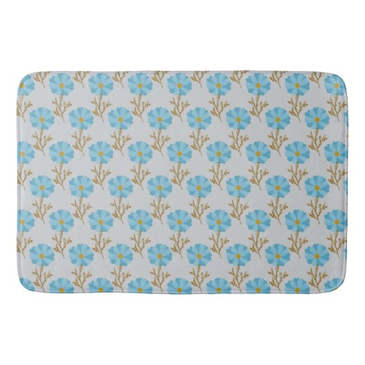 Mooie Blauwe Bloemen Badmat (Voorkant)