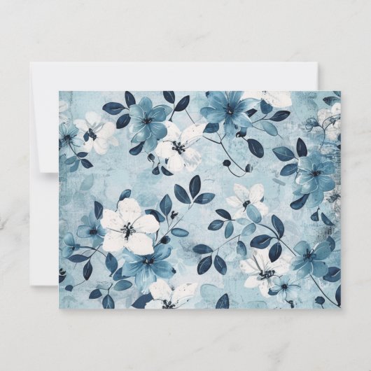 Mooie blauwe bloemen begrafenis dank je kaart (Achterkant)