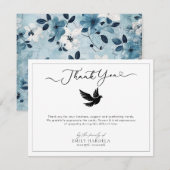 Mooie blauwe bloemen begrafenis dank je kaart (Voorkant / Achterkant)