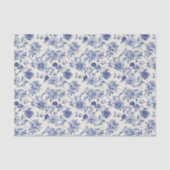 Mooie Blauwe Bloemen Bruiloftsborrel Tissuepapier (Voorkant)
