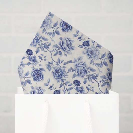 Mooie Blauwe Bloemen Bruiloftsborrel Tissuepapier (Cadeauzakje)
