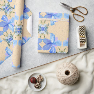 Mooie blauwe bloemen cadeaupapier