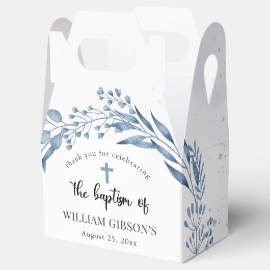 Mooie blauwe bloemen doop bedankdoosjes (Geopend)