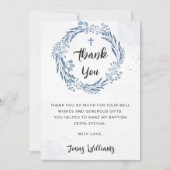 Mooie blauwe bloemen doop dank je kaart (Voorkant)