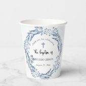 Mooie blauwe bloemen doop papieren bekers (Achterkant)