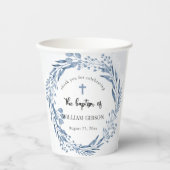 Mooie blauwe bloemen doop papieren bekers (Voorkant)