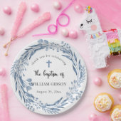 Mooie blauwe bloemen doop papieren bordje (Feest)