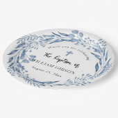 Mooie blauwe bloemen doop papieren bordje (Gekanteld)