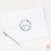 Mooie blauwe bloemen doop ronde sticker (Envelop)
