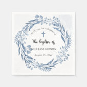 Mooie blauwe bloemen doop servet (Voorkant)